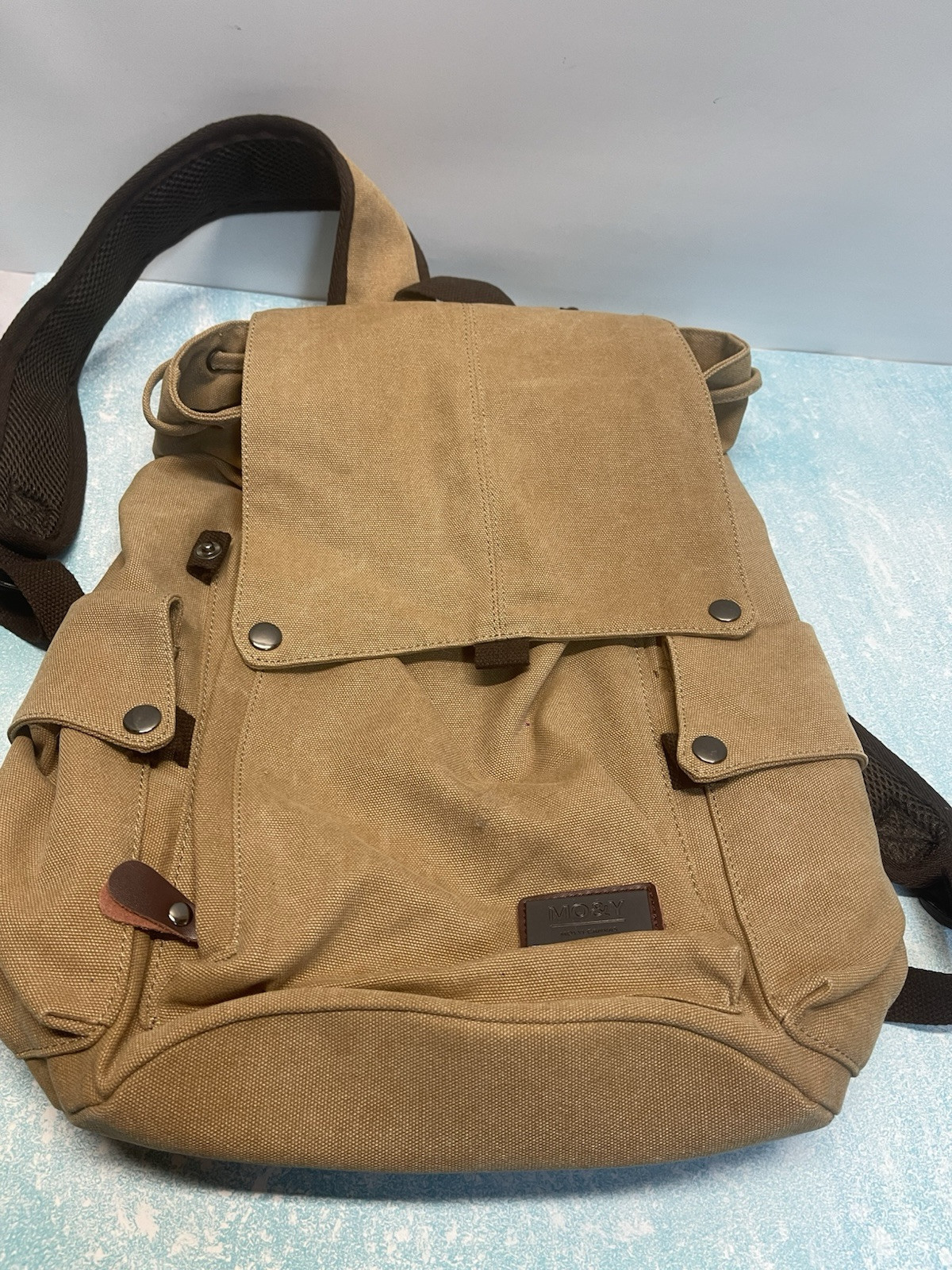MO&Y Vintage Canvas Backpack Fits 16 Inch Laptop Backpack Daypack Khaki