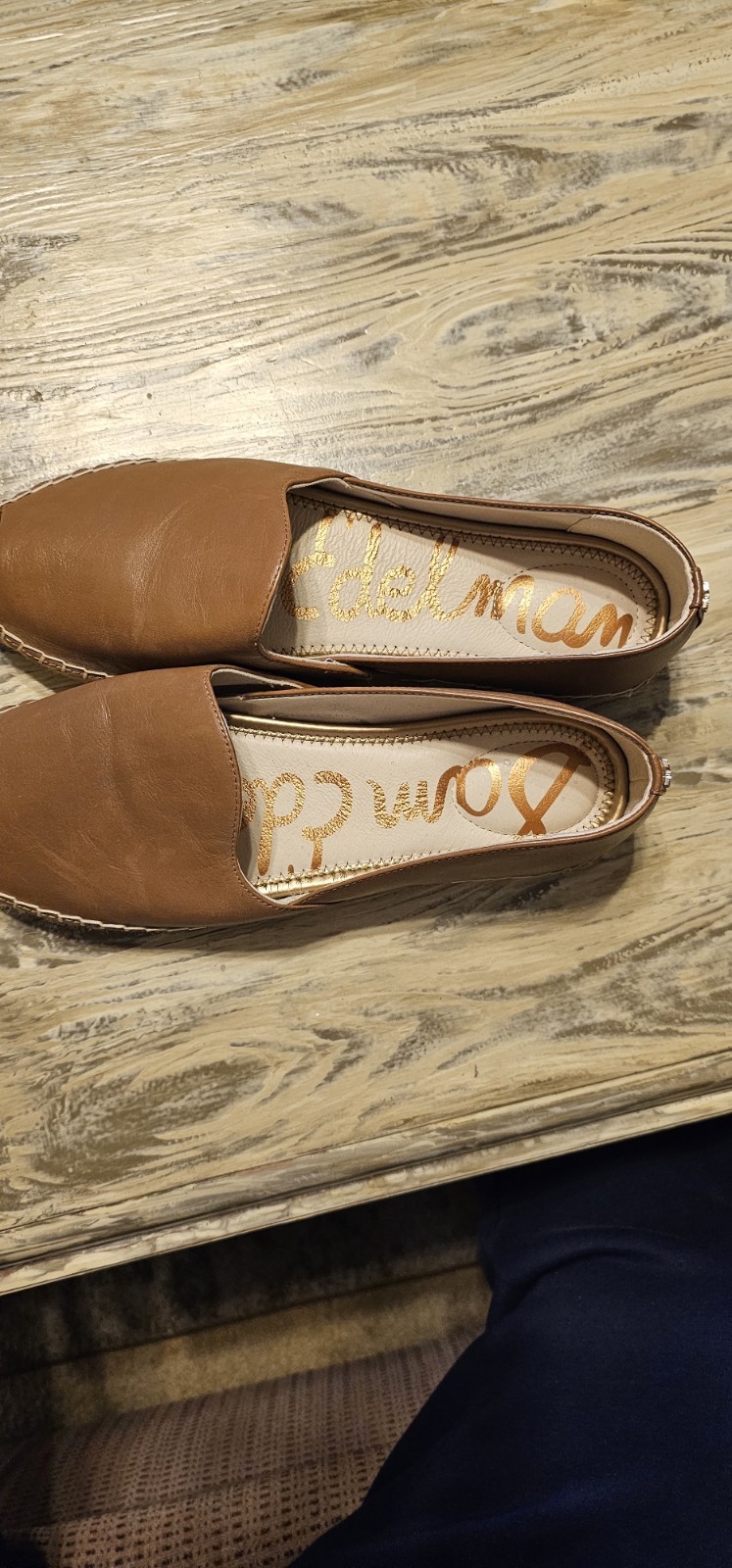 Sam Edelman Kesia Leather Espadrilles Slip-On Loafers, Size 10 M, Caramel Brown