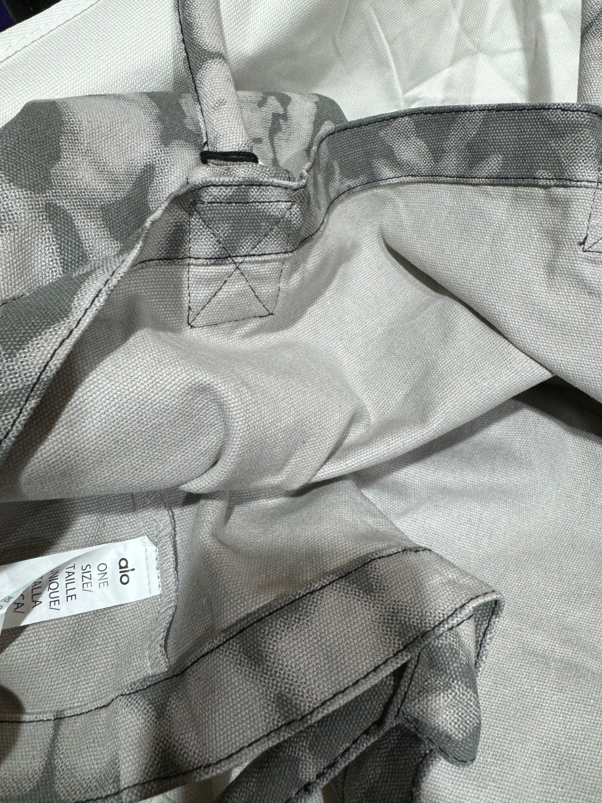 ALO Yoga Gray Tie Dye Large Canvas Tote Bag Gym Travel Carry-on NWT