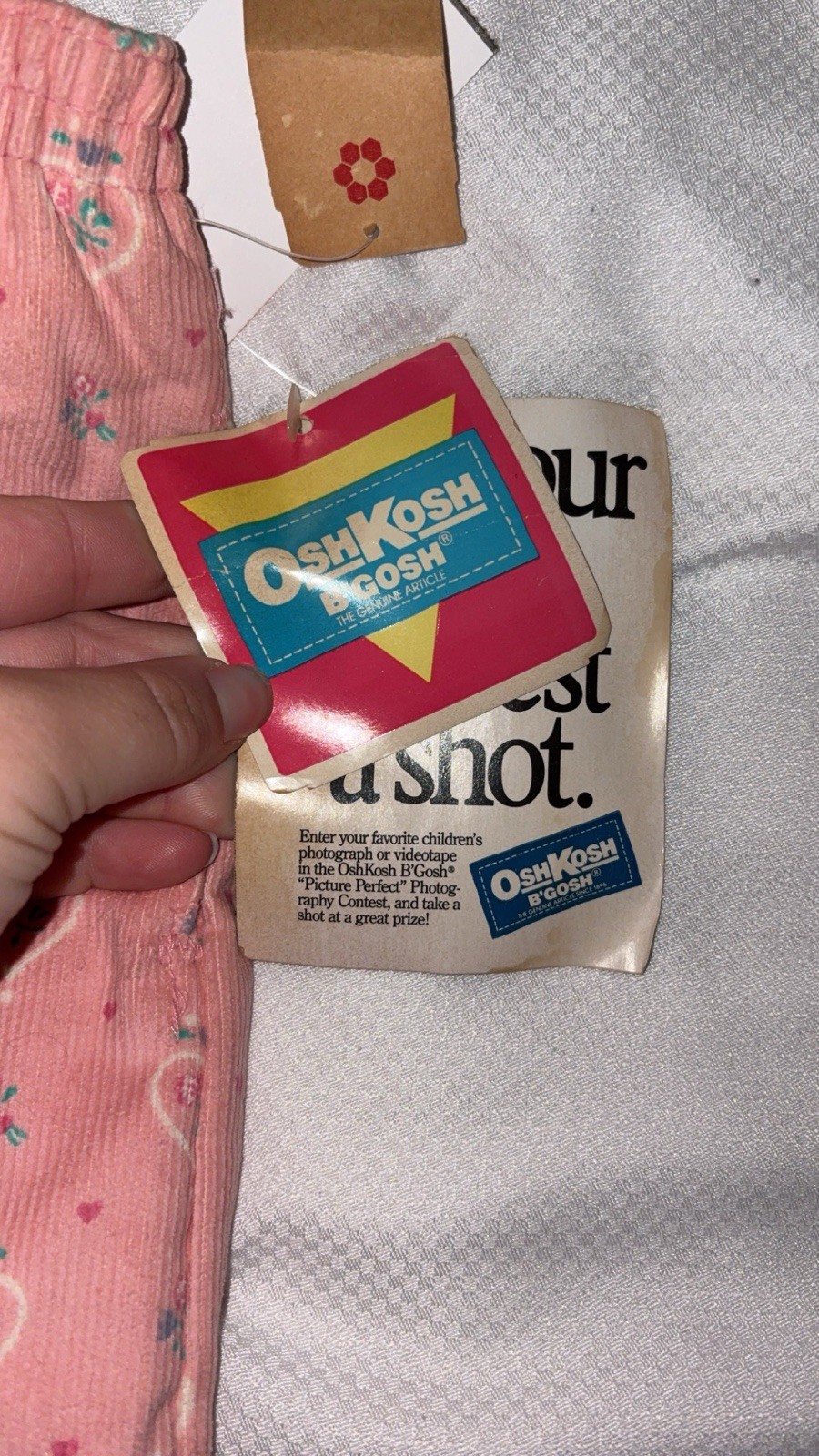Vintage OshKosh B’Gosh Pink Floral Heart Corduroy Pants New With Tags Size 4