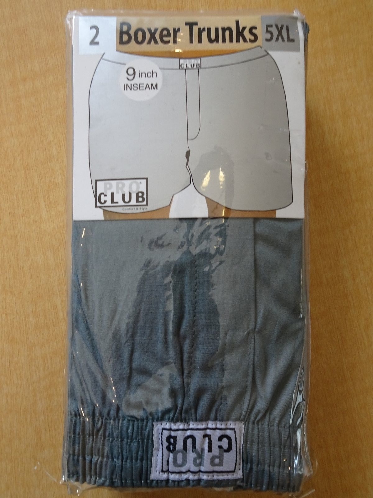 New Men’s Pro Club 9 inch inseam Boxer Trunks – 2 pack – Large to 7XL – Gray