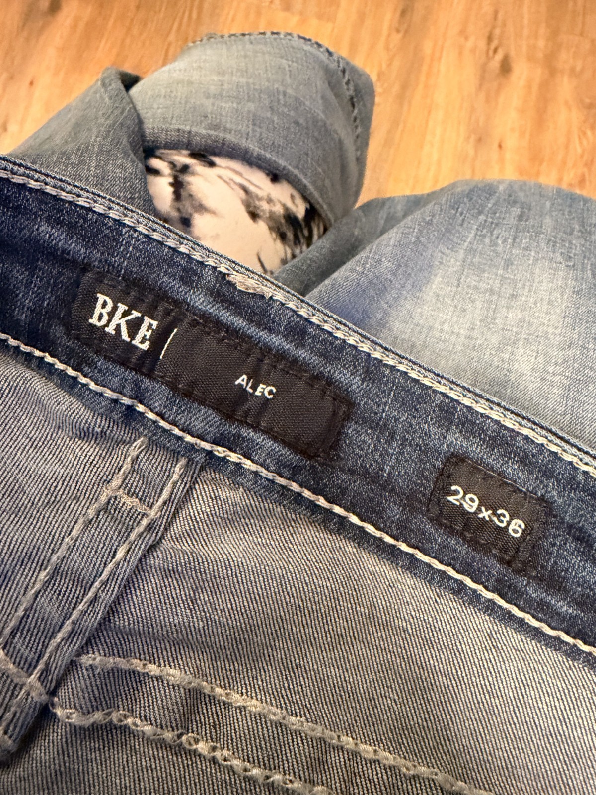 BKE Alec Jeans Mens 29 x 36 Blue Light Wash Straight Stretch Denim
