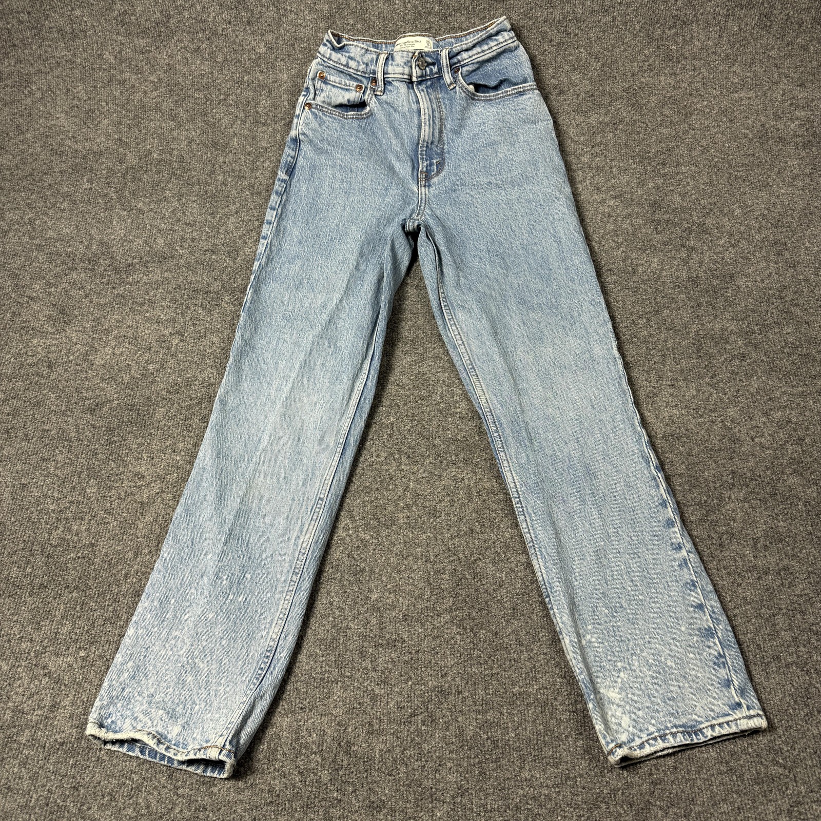 Abercrombie & Fitch 90s Straight Curve Love Jeans Womens 25 Light Wash High Rise
