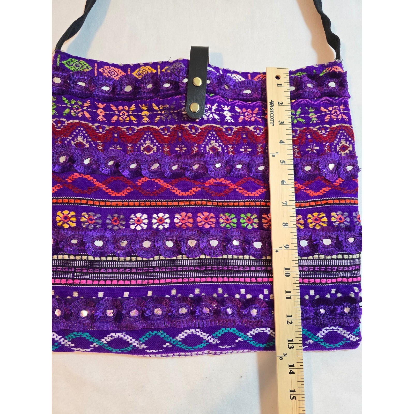 Raj LA Vegan Leather Purple Embroidered Boho Shoulder Bag New
