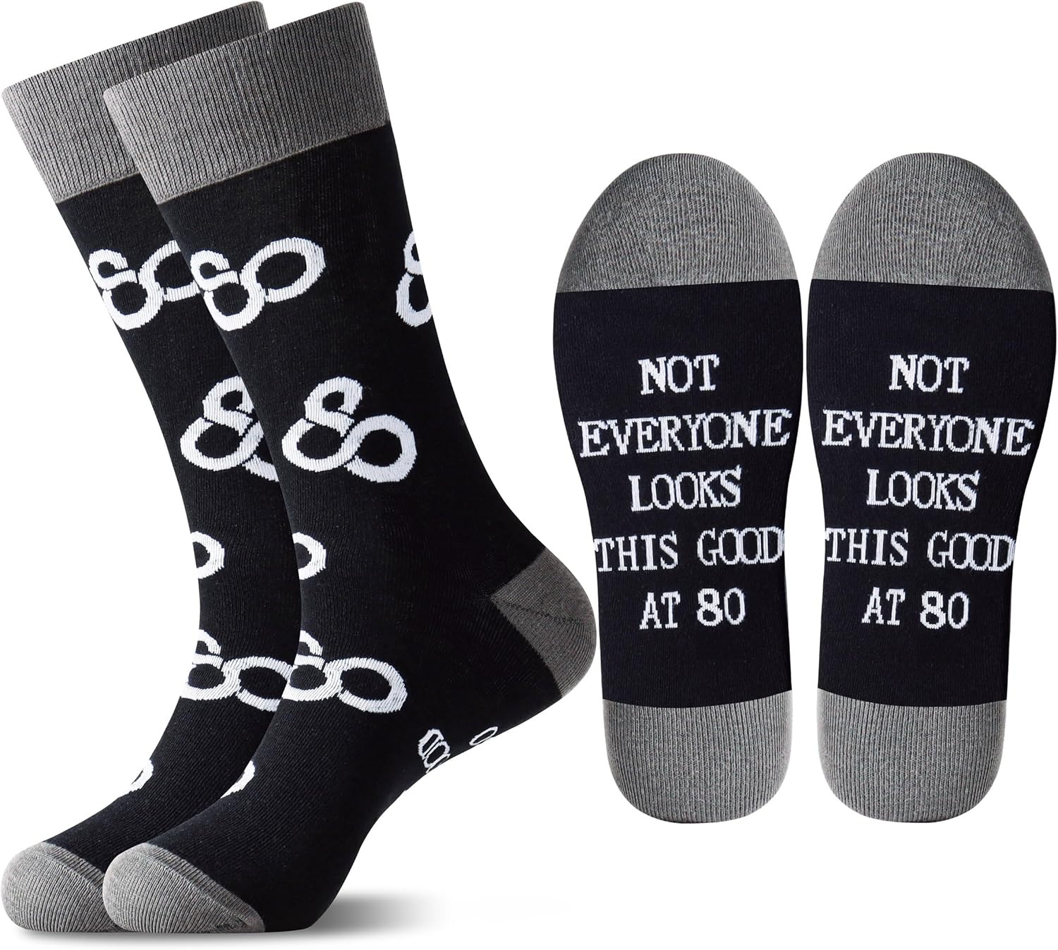 30Th 40Th 50Th 60Th 70Th Birthday Gifts for Men Black Crew Cotton Socks