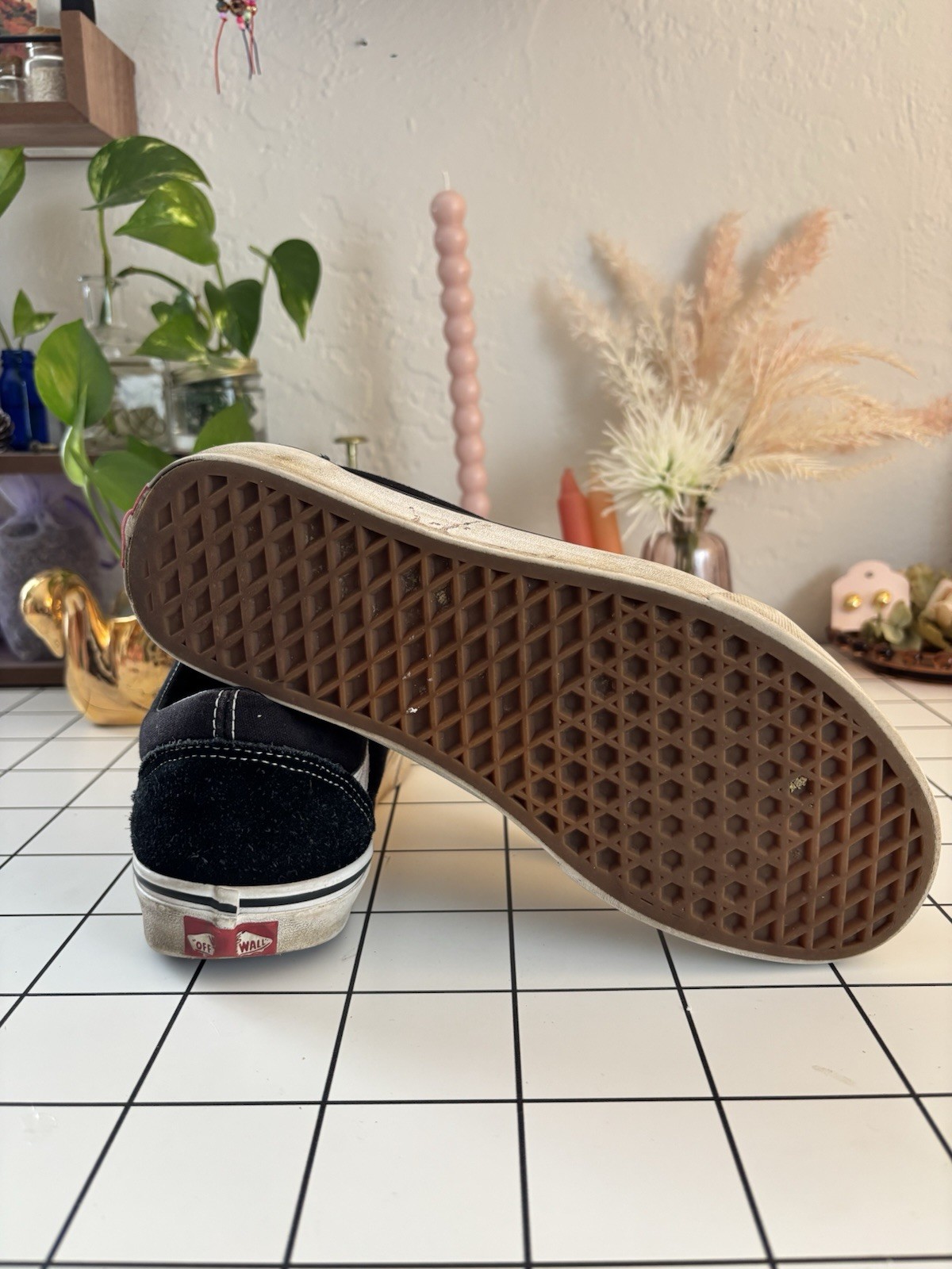 VANS OFF THE WALL SNEAKERS Old Skool Low Black/White Shoes Men 8.0/Women 9.5