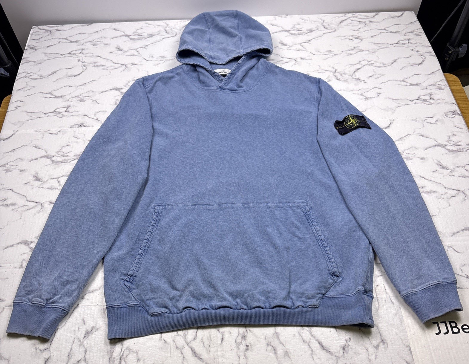 Stone Island Blue Hoodie Pullover Classic Sweatshirt Logo Patch Men’s Sz 2XL