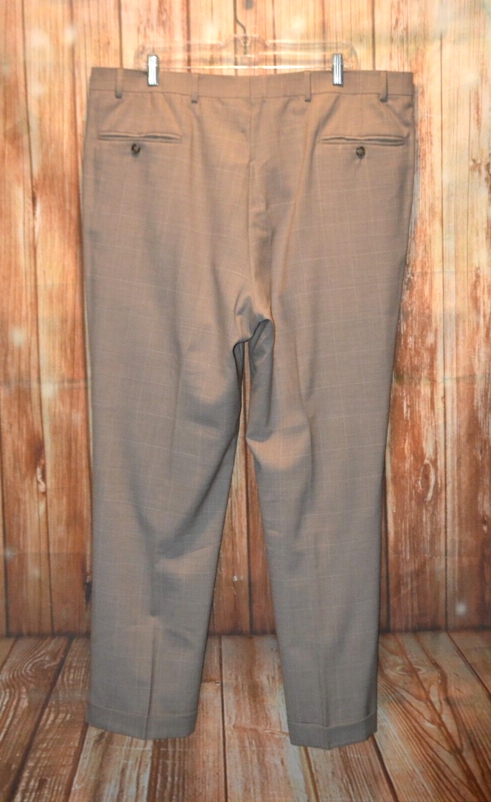 Nautica Men 100% Wool Gray Check 2 Front Button Suit Sz 46R Wst 40×30