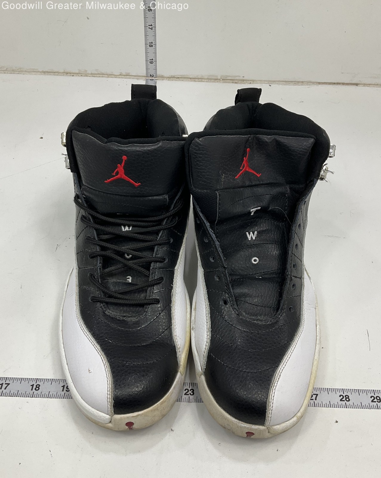 Air Jordan 12 Retro Men Black/White Lizard “Playoff” Sneakers Size 10