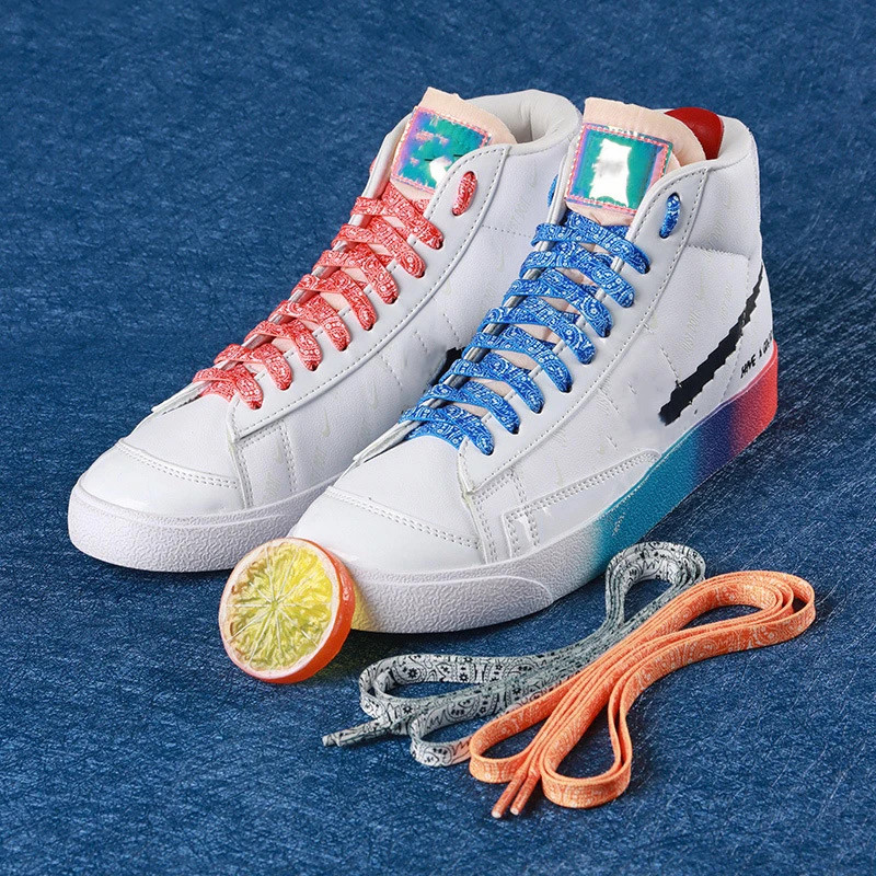 1 Pair Color Cashew Flower Shoelace Flat Shoelaces for Sneakers Creative Gradien