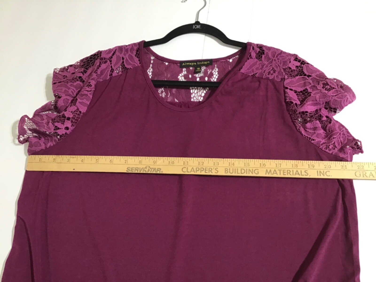 Always Indigo Shirt Top Womens Plus 1X Dark Magenta Lace Career Minimalist