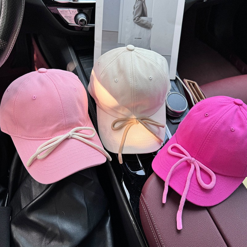 Cute Coquette Bow Baseball Cap Balletcore Soft Girl Pastel Pink Sun Hat