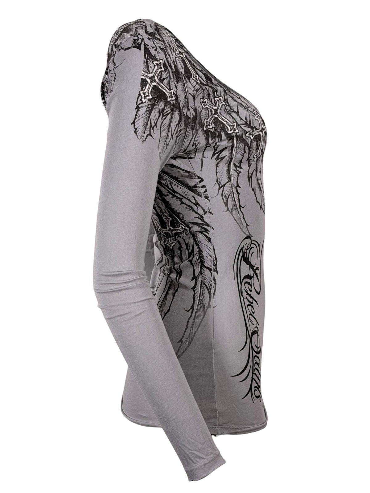 Rebel Saints by Affliction Women’s Long Sleeve T-shirt Whispering Wind