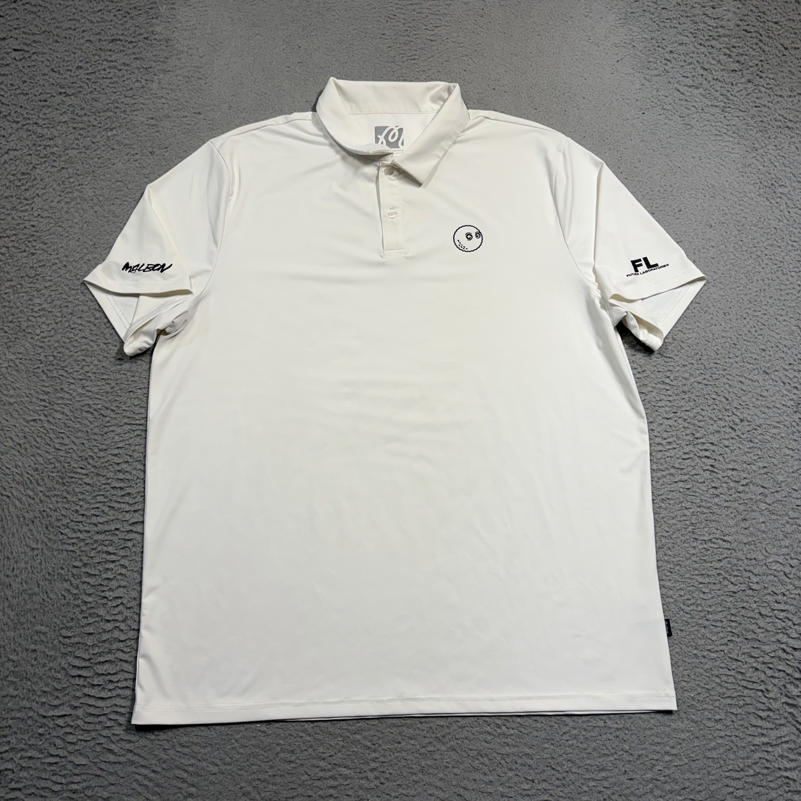 Malbon Golf x Futura Laboratories Polo Shirt Men Large White Black Short Sleeve