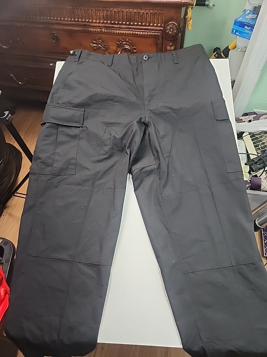 Tru Spec BDU Pants Mens XL Long Black Cargo Utility Work Wear Adjustable D24