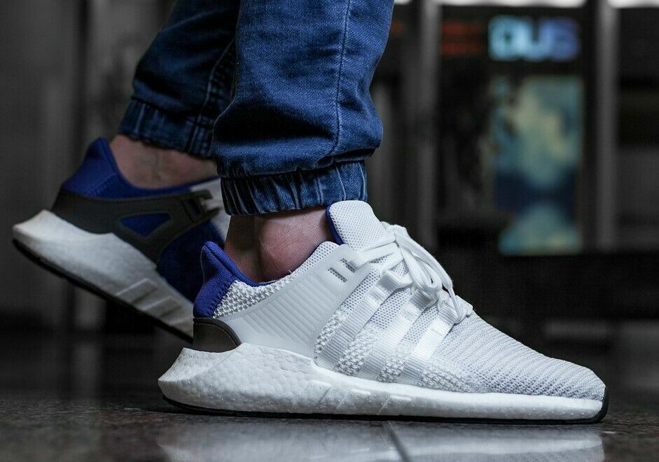 Adidas EQT Support 93/17 White Blue Black Boost Gym Shoes NMD BZ0592 Size 5