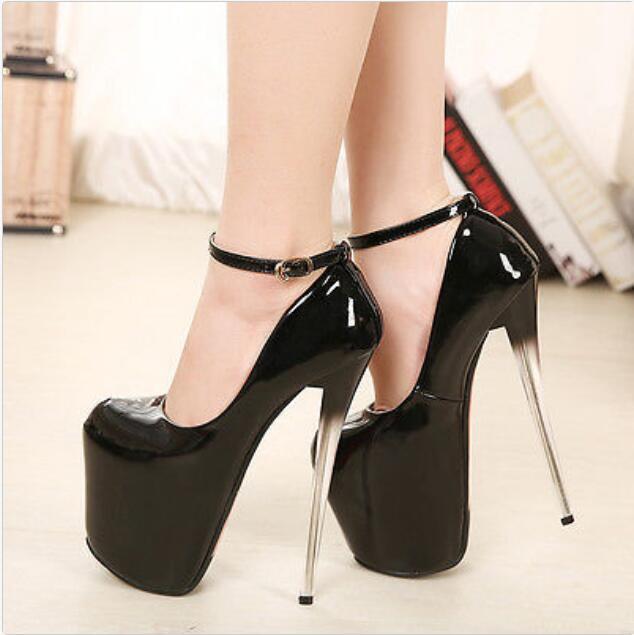 Women’s 19cm High Heels Stilettos High Platform Ankle Strap Pumps Party Shoes