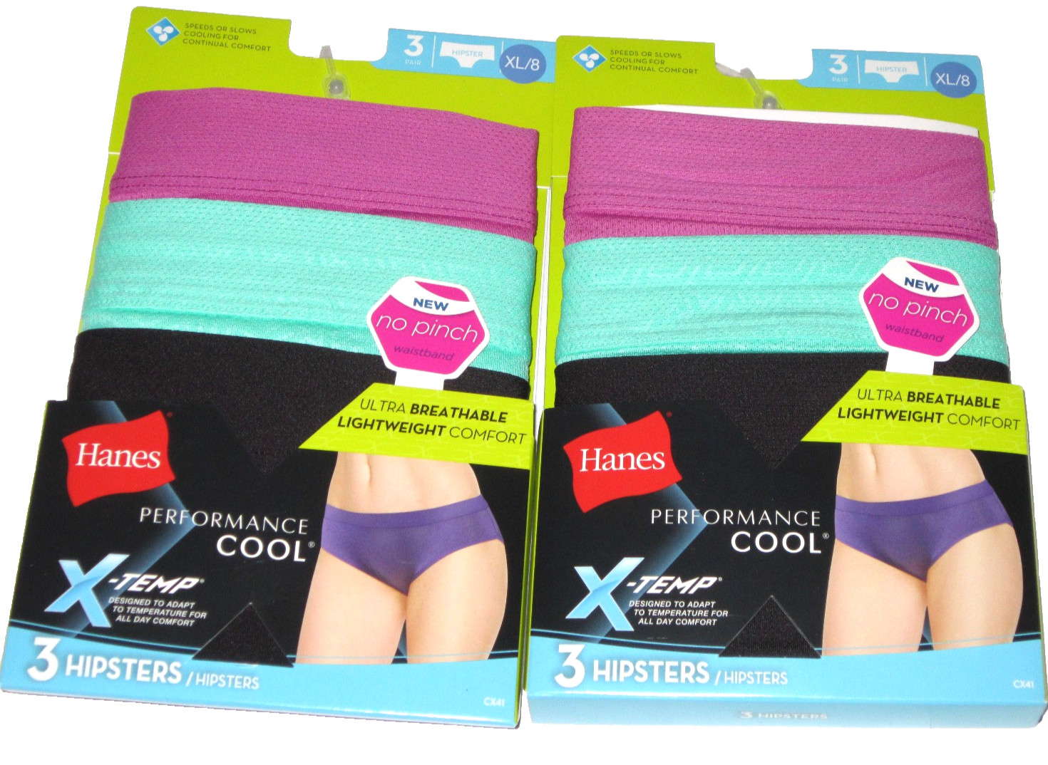 6 Womens Size 8 Hipsters X-temp Performance Cool Hanes Lightweight