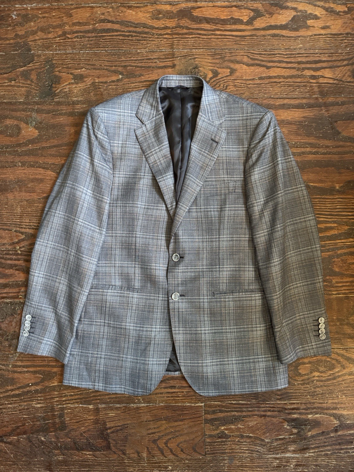 Barocci Gray Reda 1865 Plaid Men’s Lightweight Wool Blazer 40R