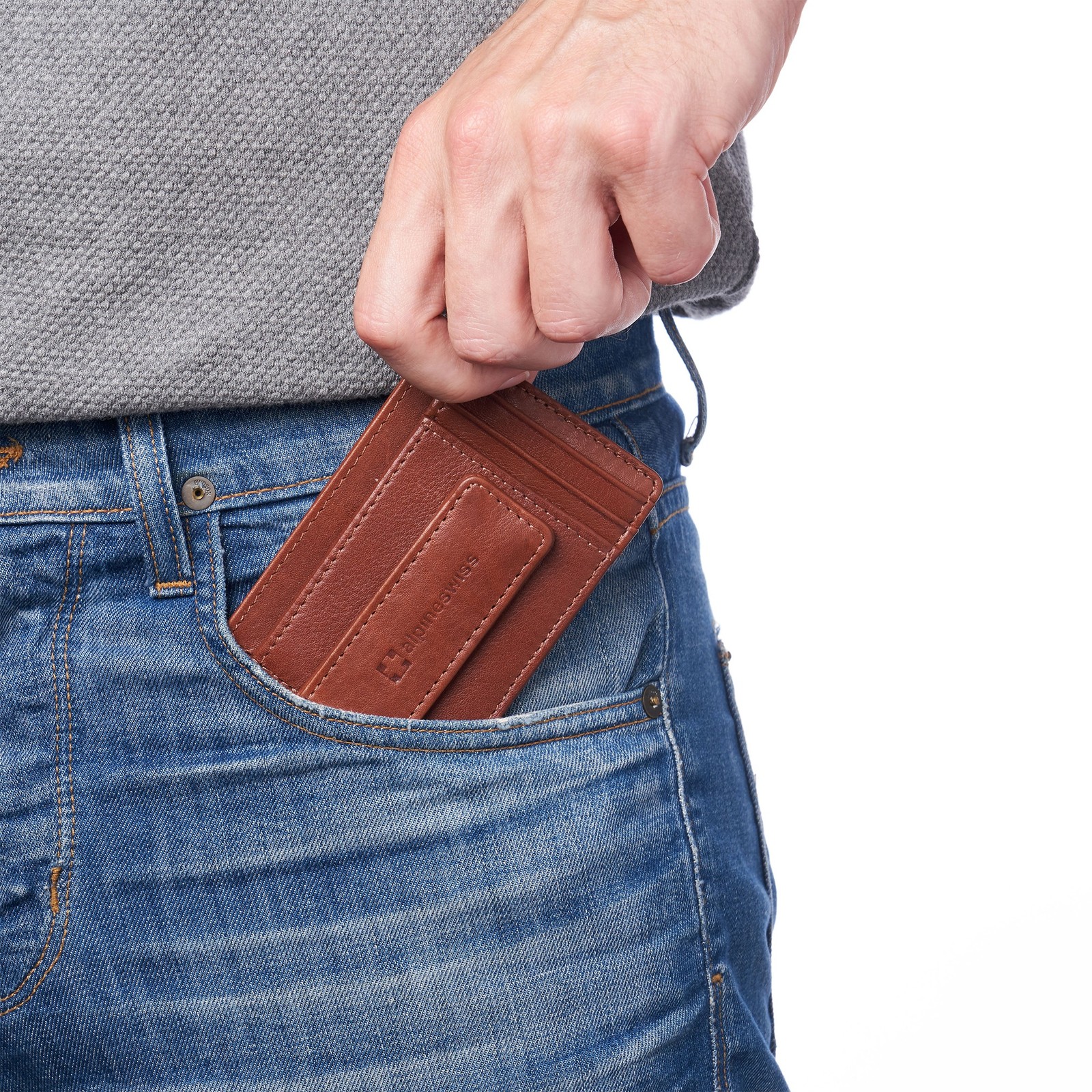 Alpine Swiss Mens RFID Safe Magnetic Money Clip Wallet Slim Front Pocket Wallet