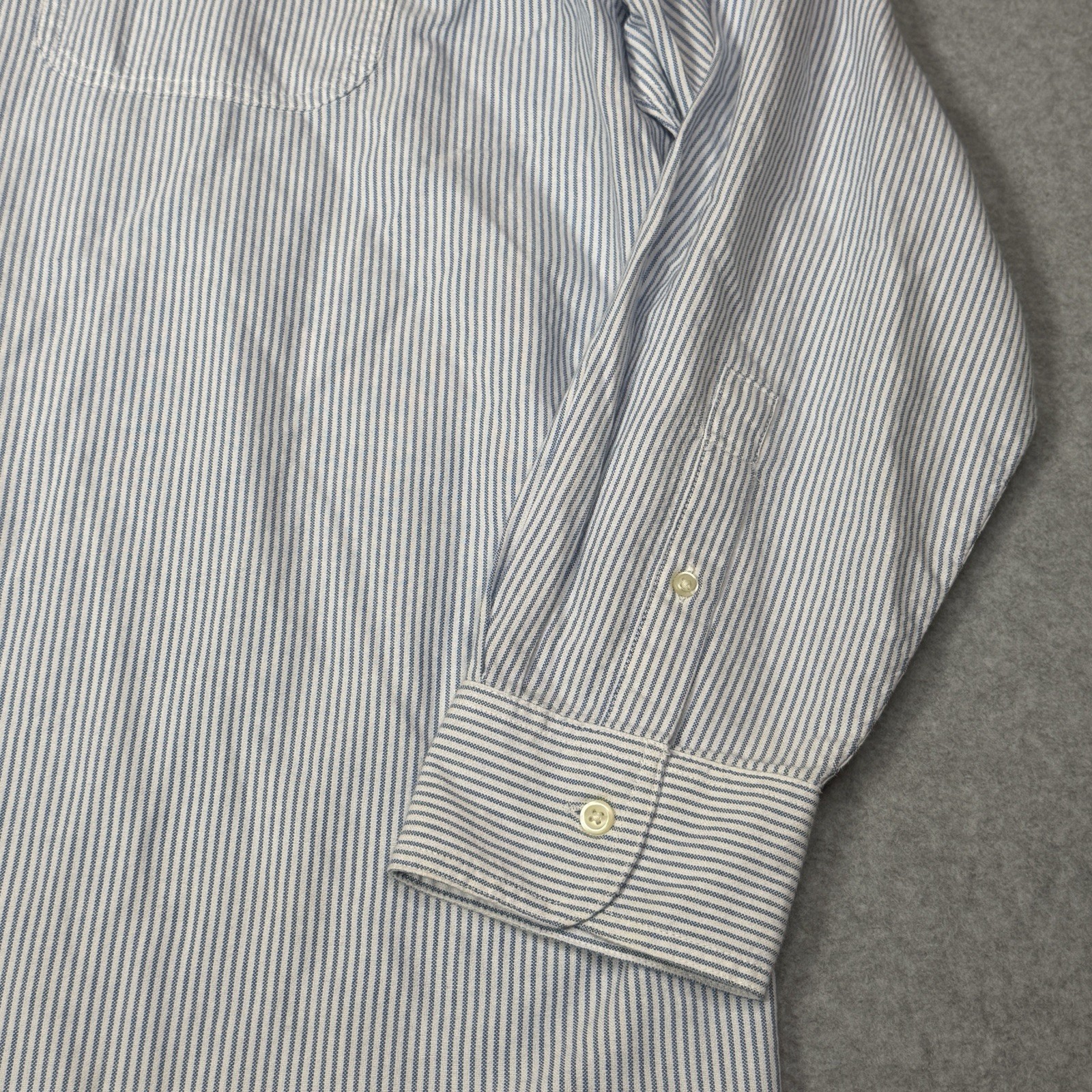 New Chaps Mens 2XB Blue White Stripe Oxford Button Down Shirt Lightweight Cotton
