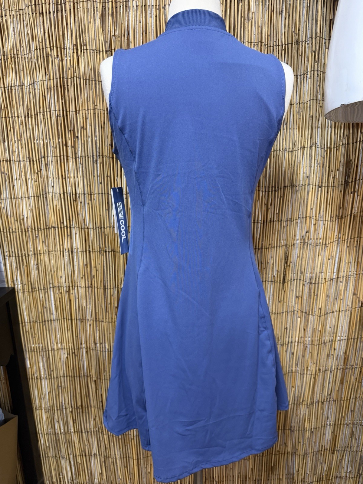 32 Degrees Blue Solid Shift Sleeveless Mock Neck Half-Zip Pockets Stretch M