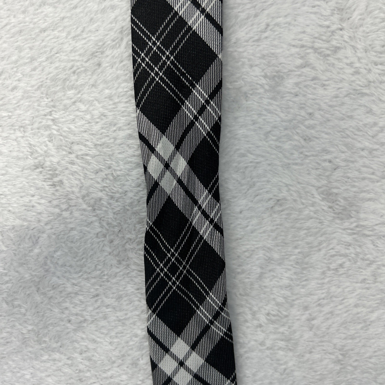 J.S Blank & Co. Black Silver Plaid Men’s Necktie 2.75”x 60” 100% Silk