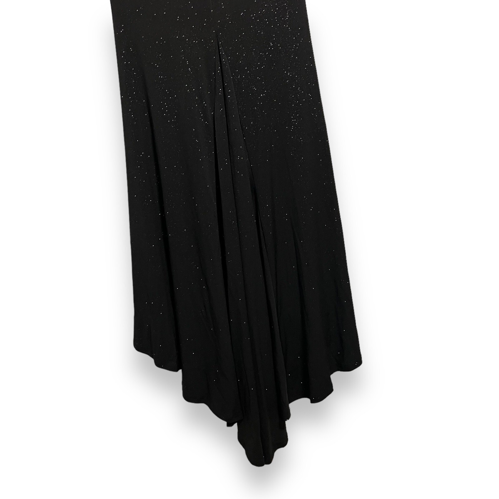 Ladivine By Cinderella Divine Black Glitter Fitted Long Rauch Mermaid Dress S