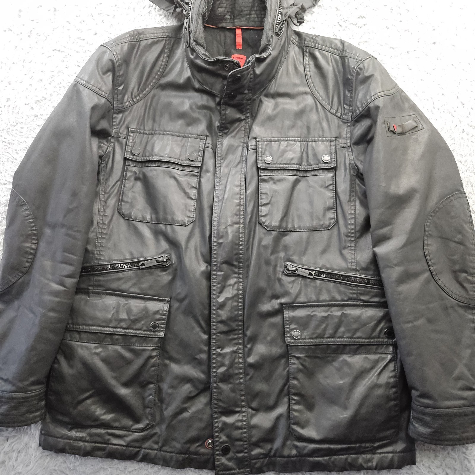 Strellson Metallic Black Jacket Buster W Waxed Moto Utility 54 (US 44) Swiss