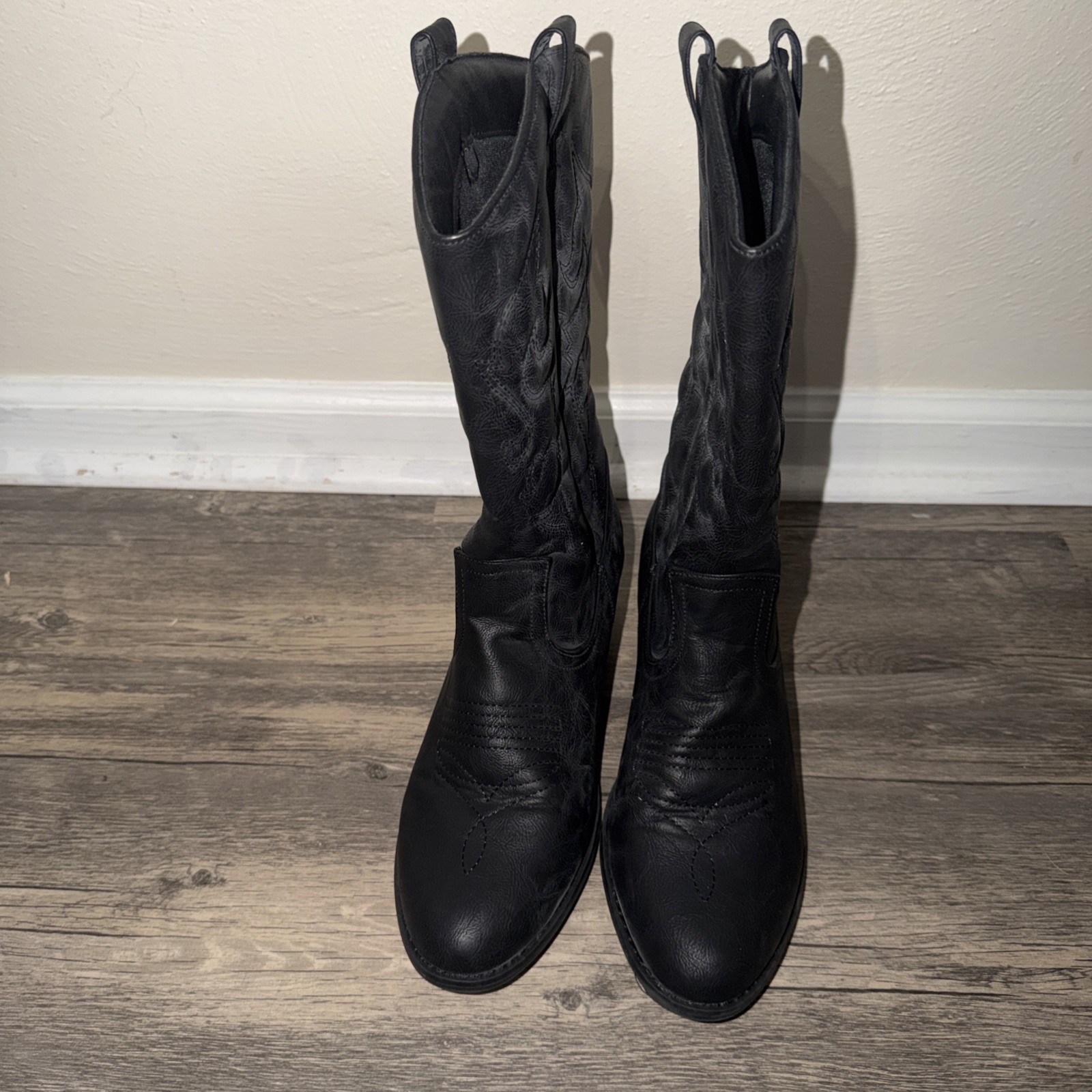 Charles Albert Women’s 100% Vegan Leather Western Black Boots Yeehaw Size 11