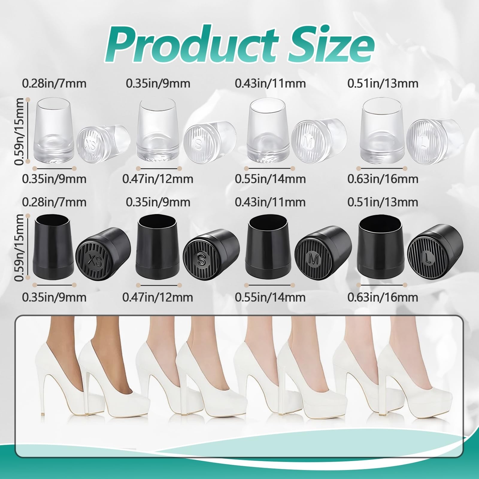 16 Pairs (32 Pcs) High Heel Replacement Protectors – Round High Heel Caps for…