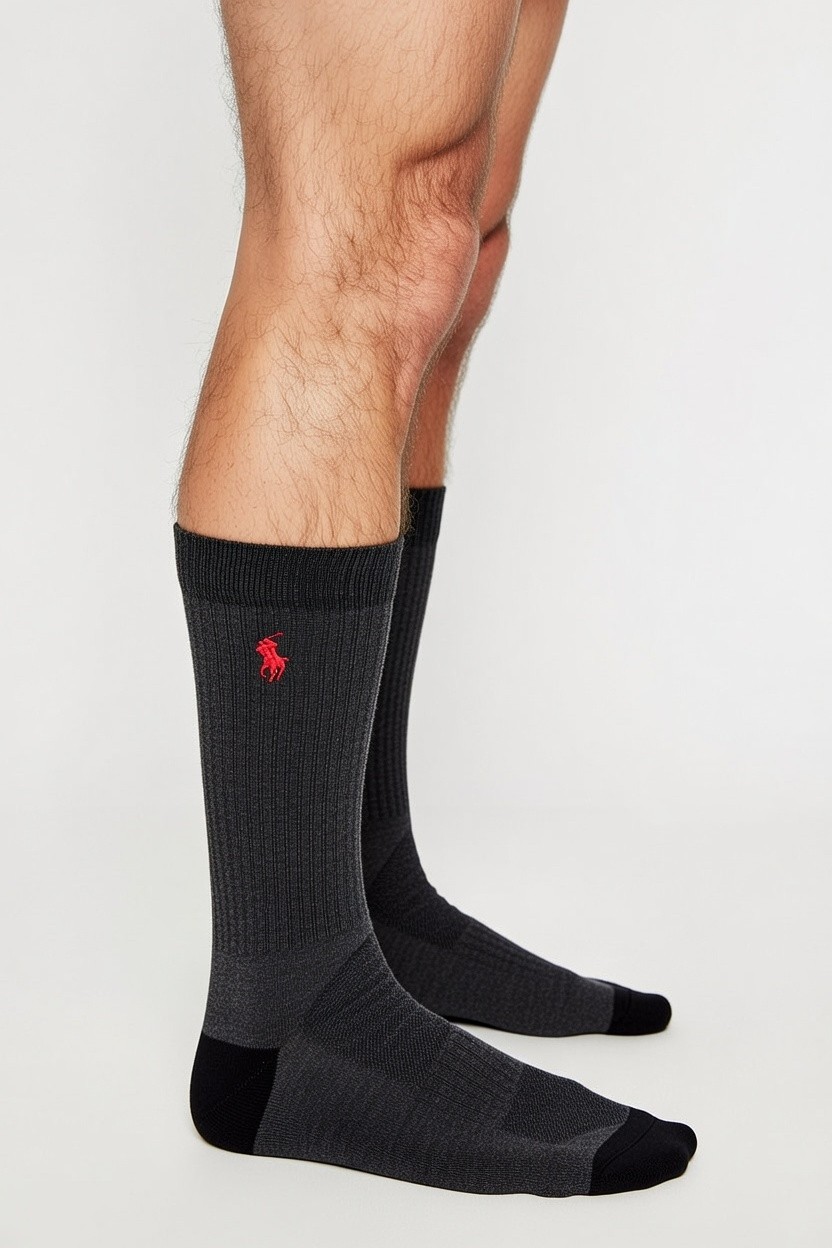 POLO RALPH LAUREN RL | Mens Grey Crew Performance Sports Socks UK 6-11 EU 40-46