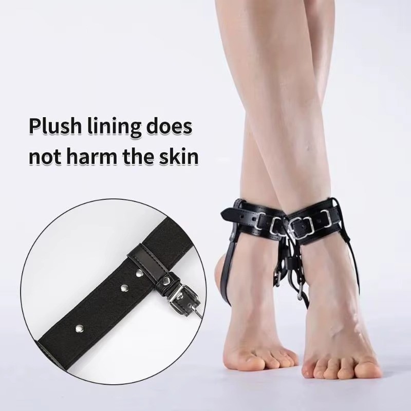 Punk Gothic Ankle Harness Women’s Adjustable Black PU Leather with Buckle Straps