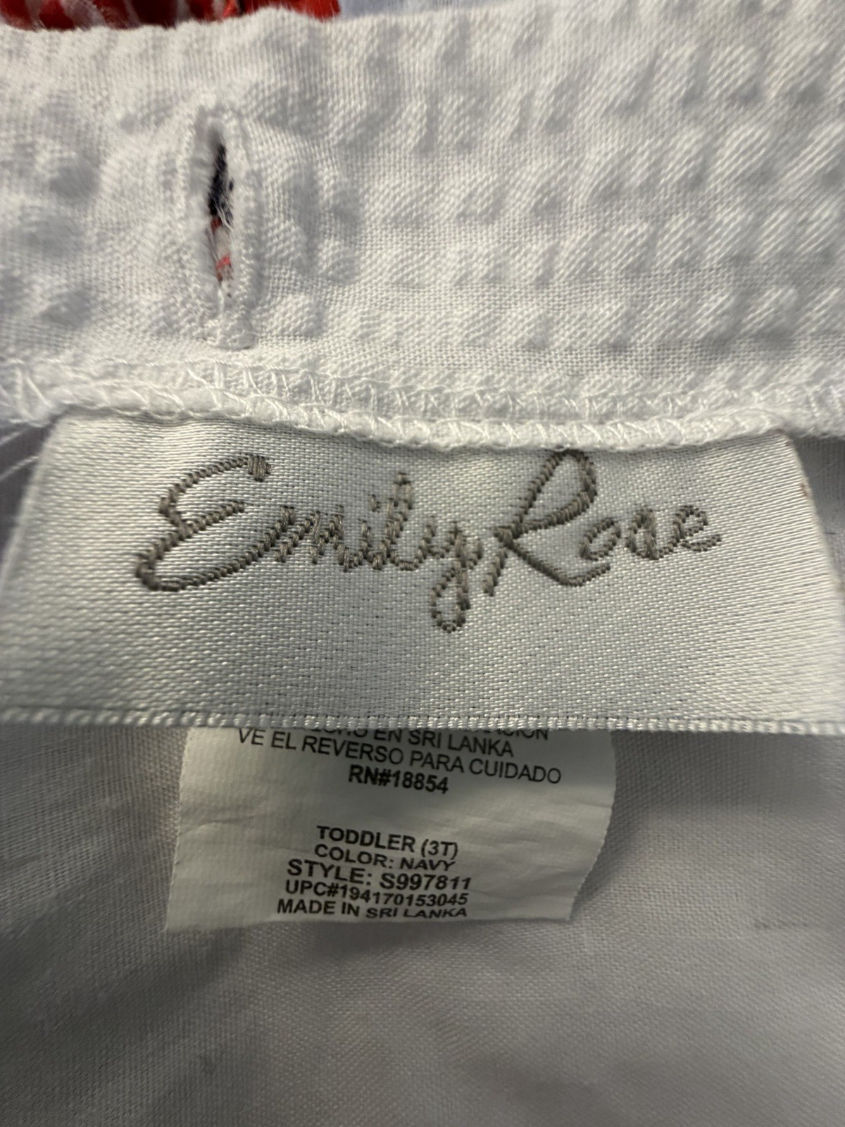 Emily Rose Red White Blue Dress Gingham Appliqué Butterfly Size 3T