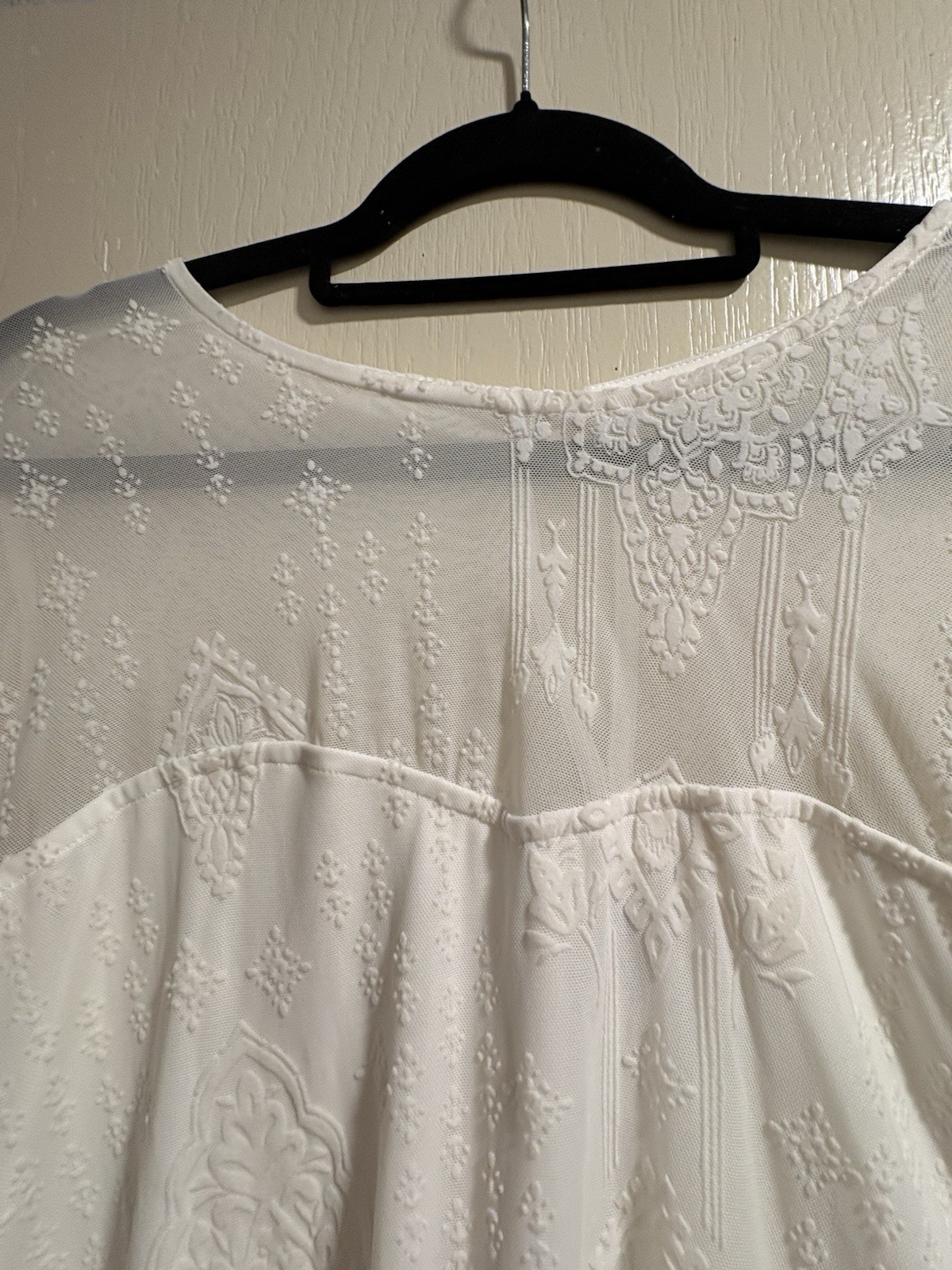 Torrid White Sheer Chiffon Ruffle Bell Long Sleeve Round Neck Blouse Size 0X