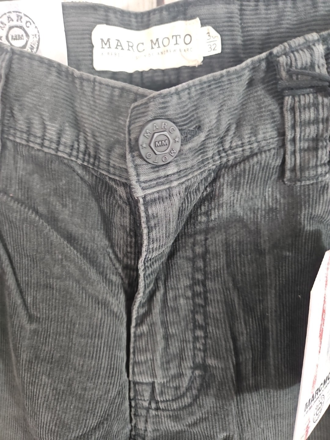 Marc Moto Men Size 30×32 Motorcycle Corduroy Bootcut Charcoal Gray Jean