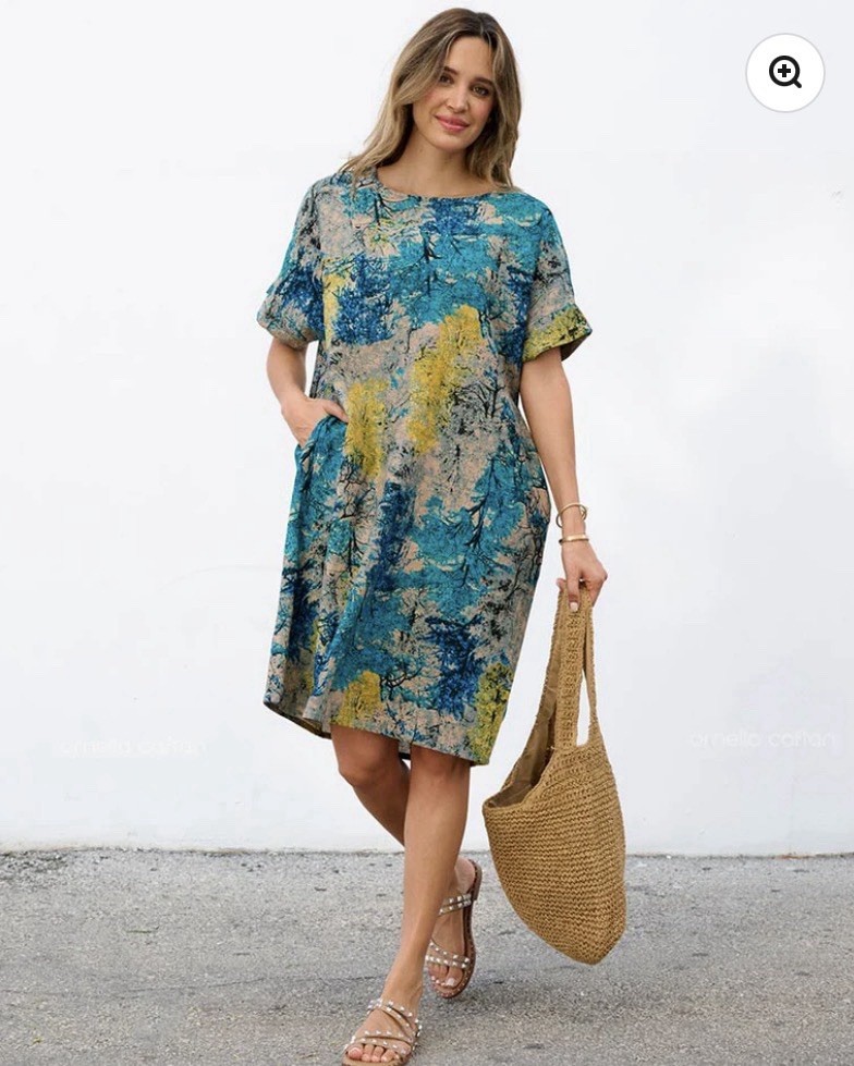 Ornelas Caftan Women’s Set-2piece Casual,Short Pocket Dress Green/Brown One size