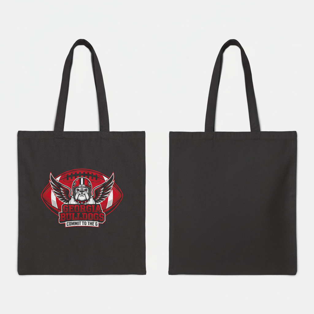 Georgia Bulldogs Tote Bag Go Dawgs Black Canvas 15×16 UGA Spirit Fan Gift Cotton