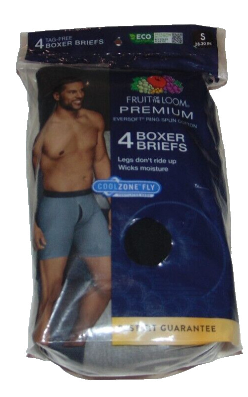 ~4 NEW Men’s FRUIT OF THE LOOM Premium Boxer Briefs! Size S 28-30 Nice FS~