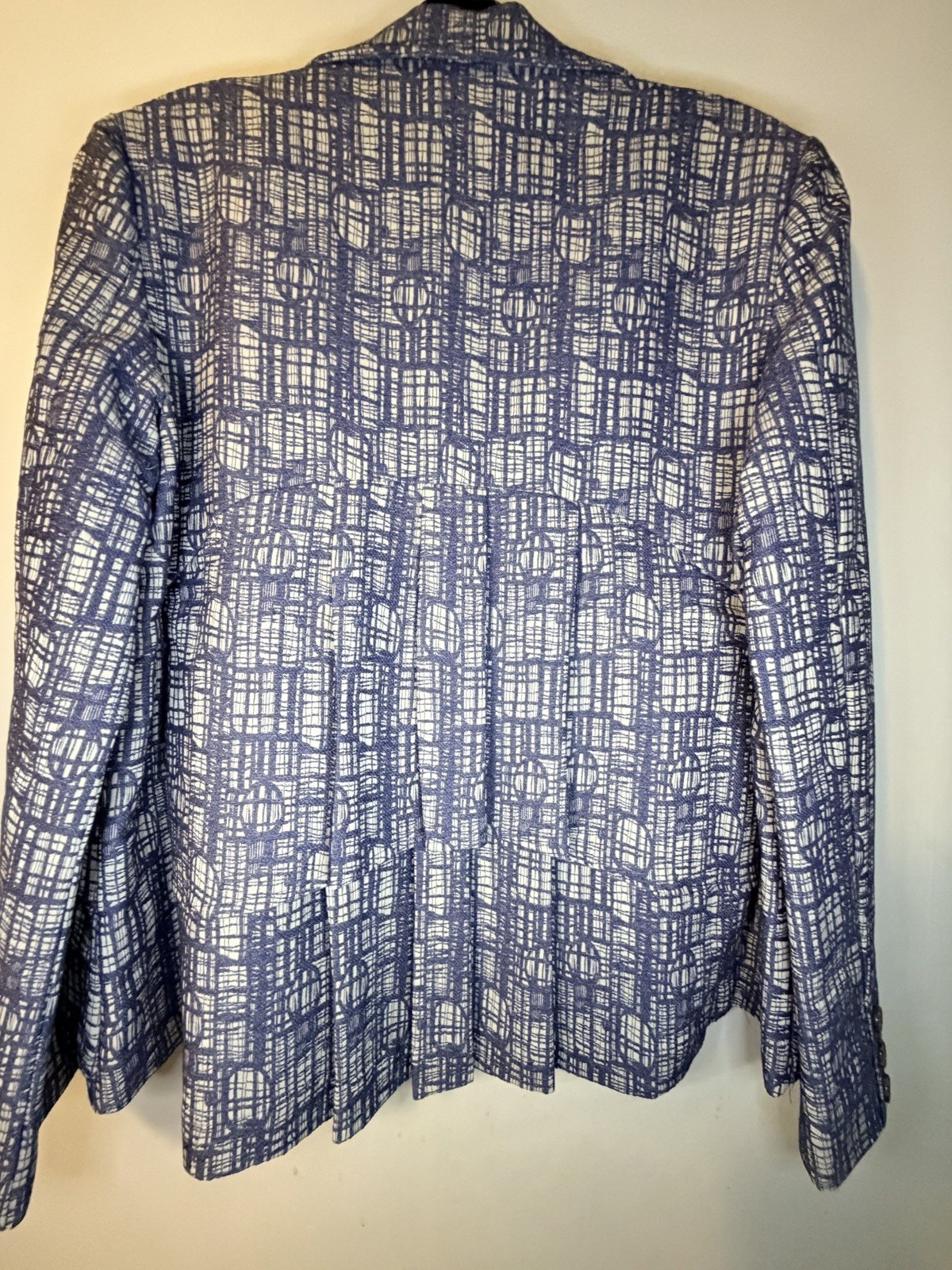 The Man Repeller x PJK Blue Pattern Blazer NWT Size M A-Line Jacket