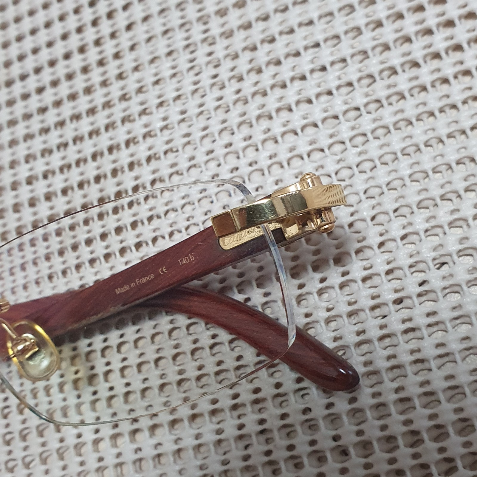 Cartier Bubinga Wood Rimless Frame Eyeglasses Authentic .3002