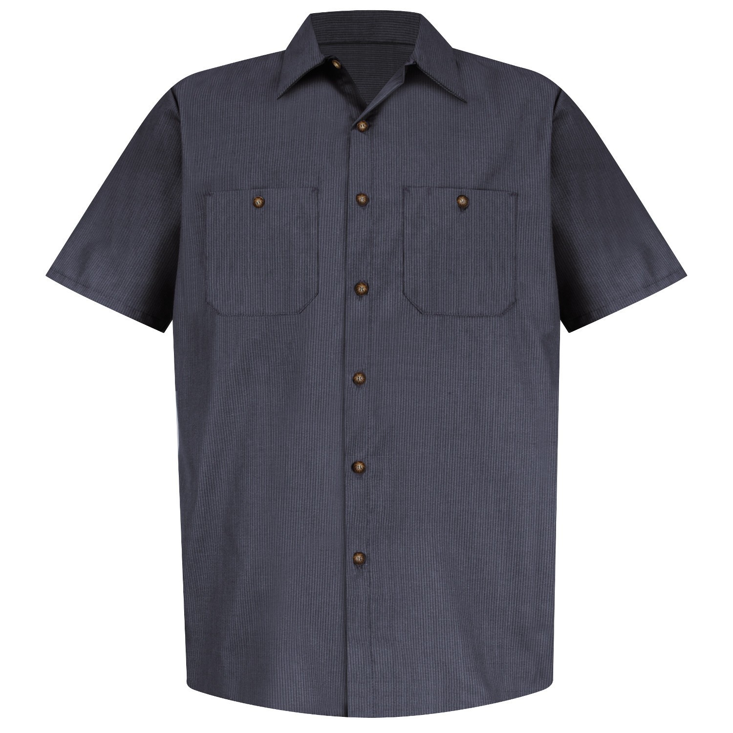 Red Kap Short Slv Uniform WORK SHIRT GREY / BLUE Micro-Check SP24GB MED IR