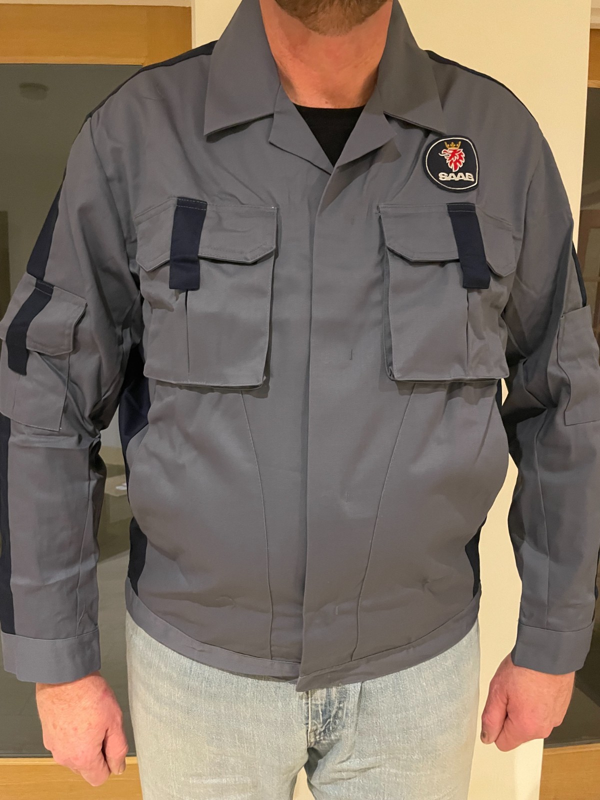 Mens Workwear Genuine SAAB Workshop Garage Short Jacket – Postman Blue