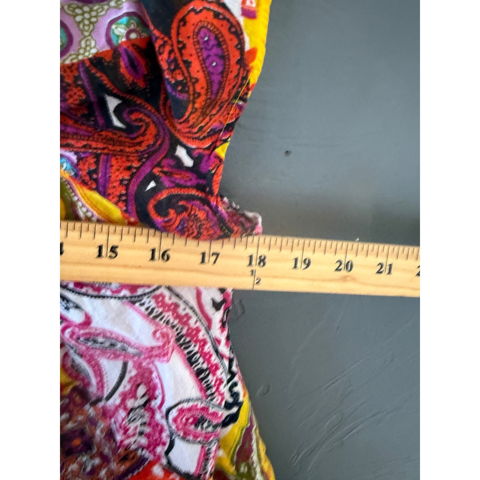 Bohemian Paisley Patchwork Print Square Neck Top Multicolor Short Sleeve Summer