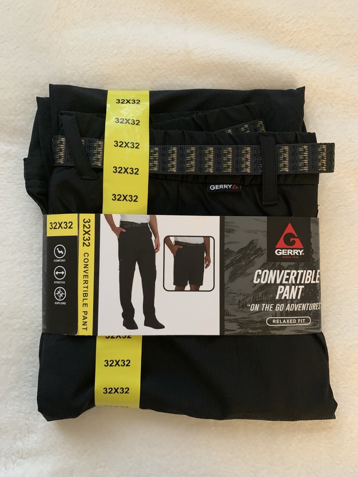 GERRY Men Convertible Pants Choose SZ & Color Relaxed Fit Belted Outdoor Hiking