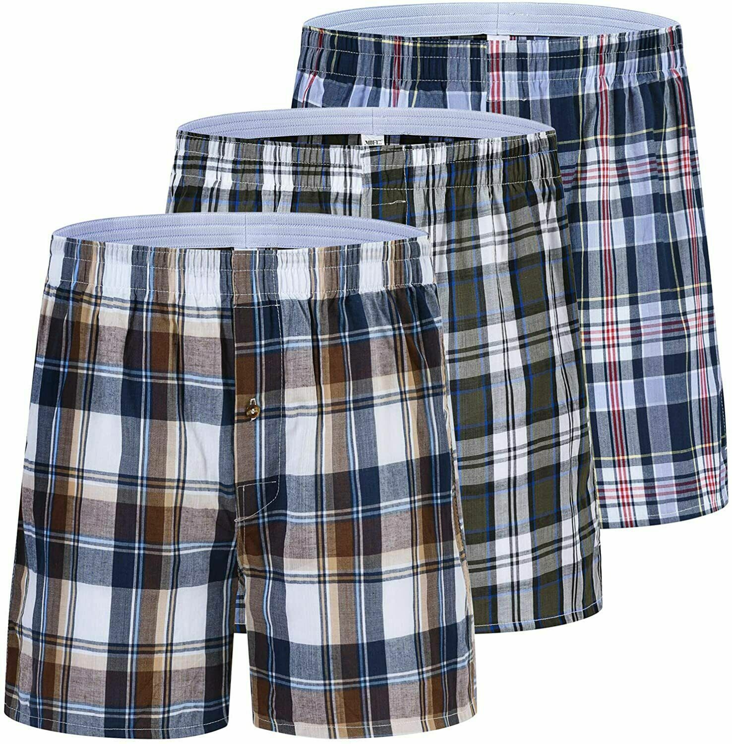 3 Pack Men Plaid Boxer Shorts Underwear Trunk Plaid Checker Cotton boxer briefs