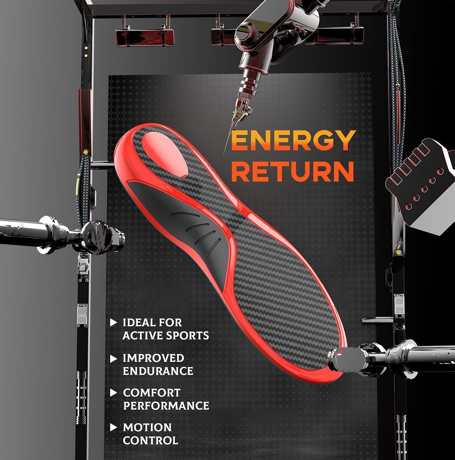 Carbon Fiber Performance Insoles – Relief for Plantar Fasciitis, Sizes 8-10.5