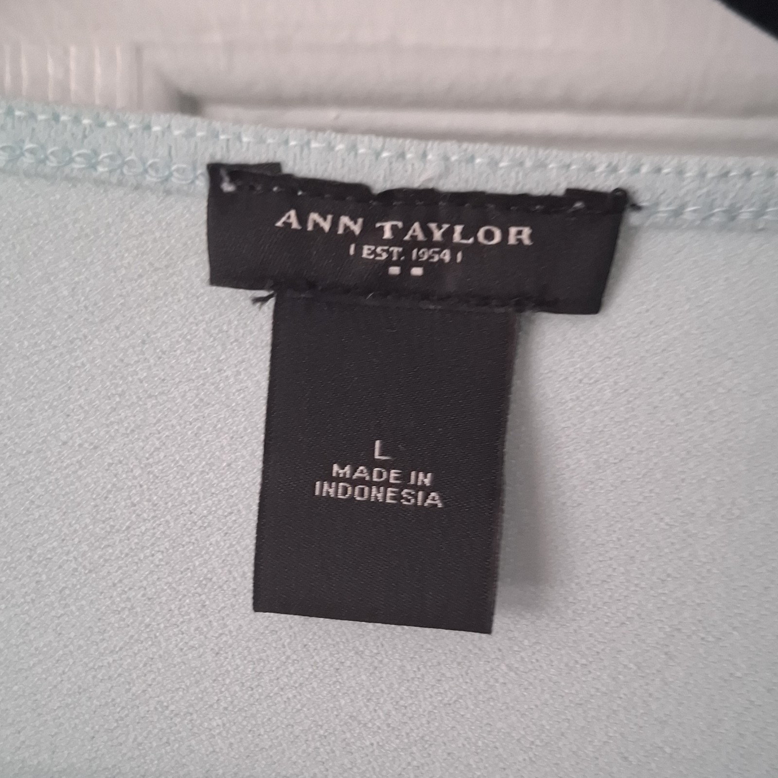 Ann Taylor Light Blue Ruched Knit Stretch Round Neck Long Sleeve Mini Dress L