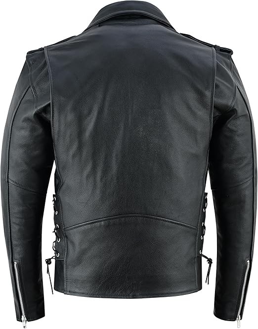Mens Brando Premium Leather Jacket Motorcycle Perfecto Black Marlon Biker Jacket