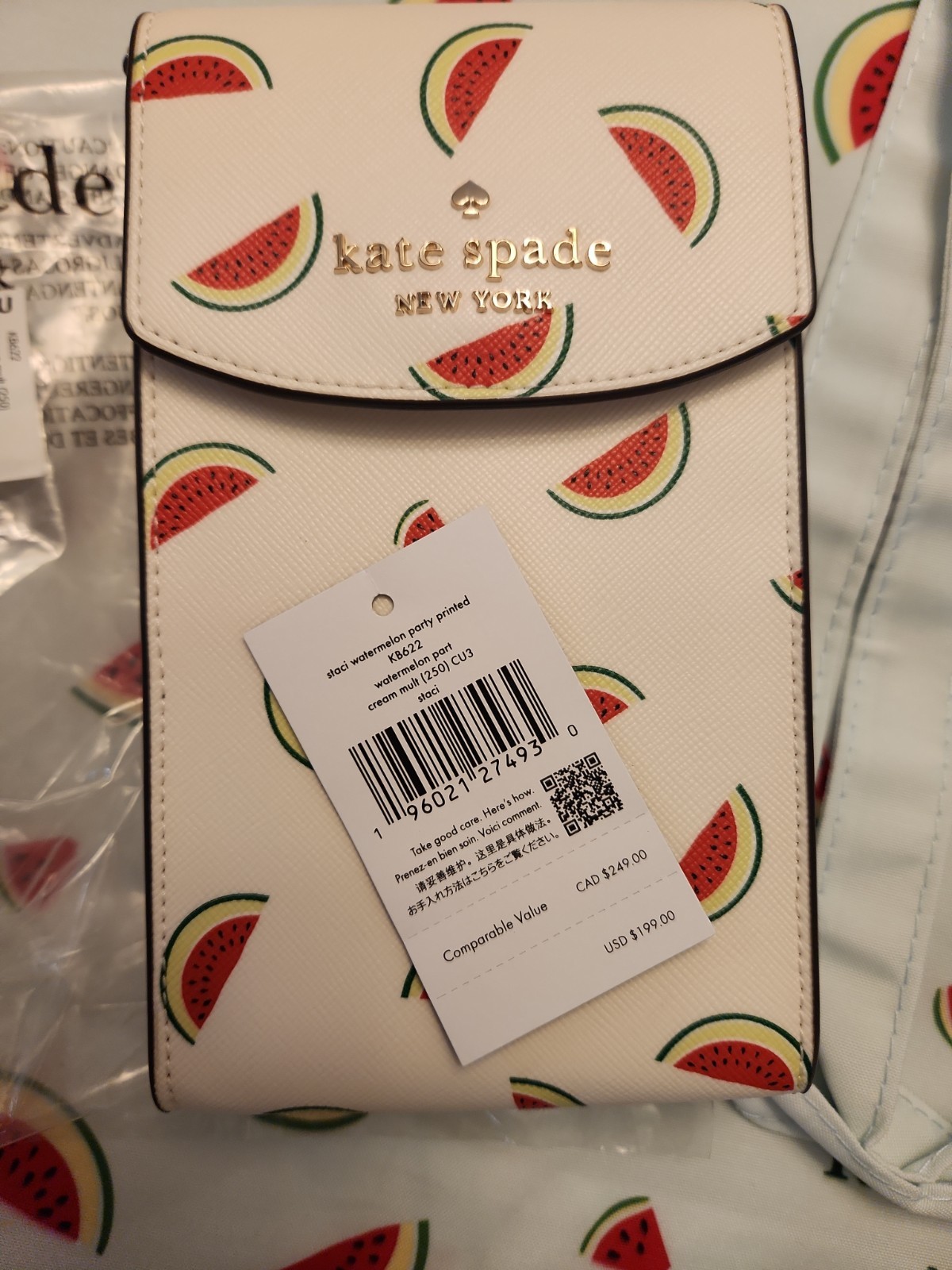 Kate Spade Staci Watermelon Party Phone Crossbody Bag Nylon Tote Set Retired NWT